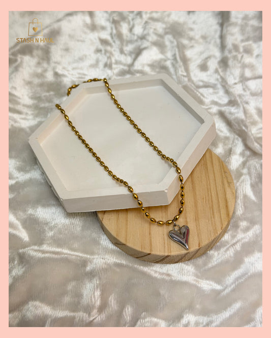 GOLD MEETS SILVER (GMS) HEART NECKLACE
