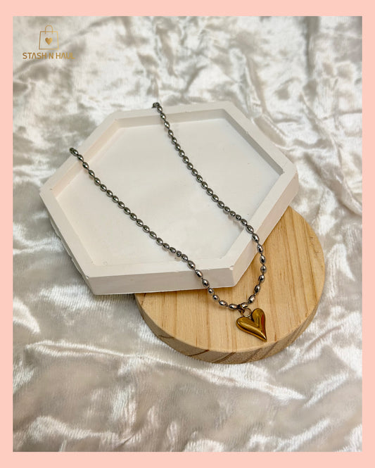 SILVER MEETS GOLD (SMG) HEART NECKLACE