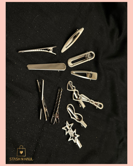 SILVER METAL HAIR CLIPS