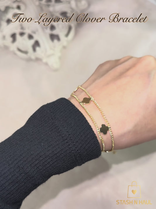 TWO LAYERED CLOVER BRACELET